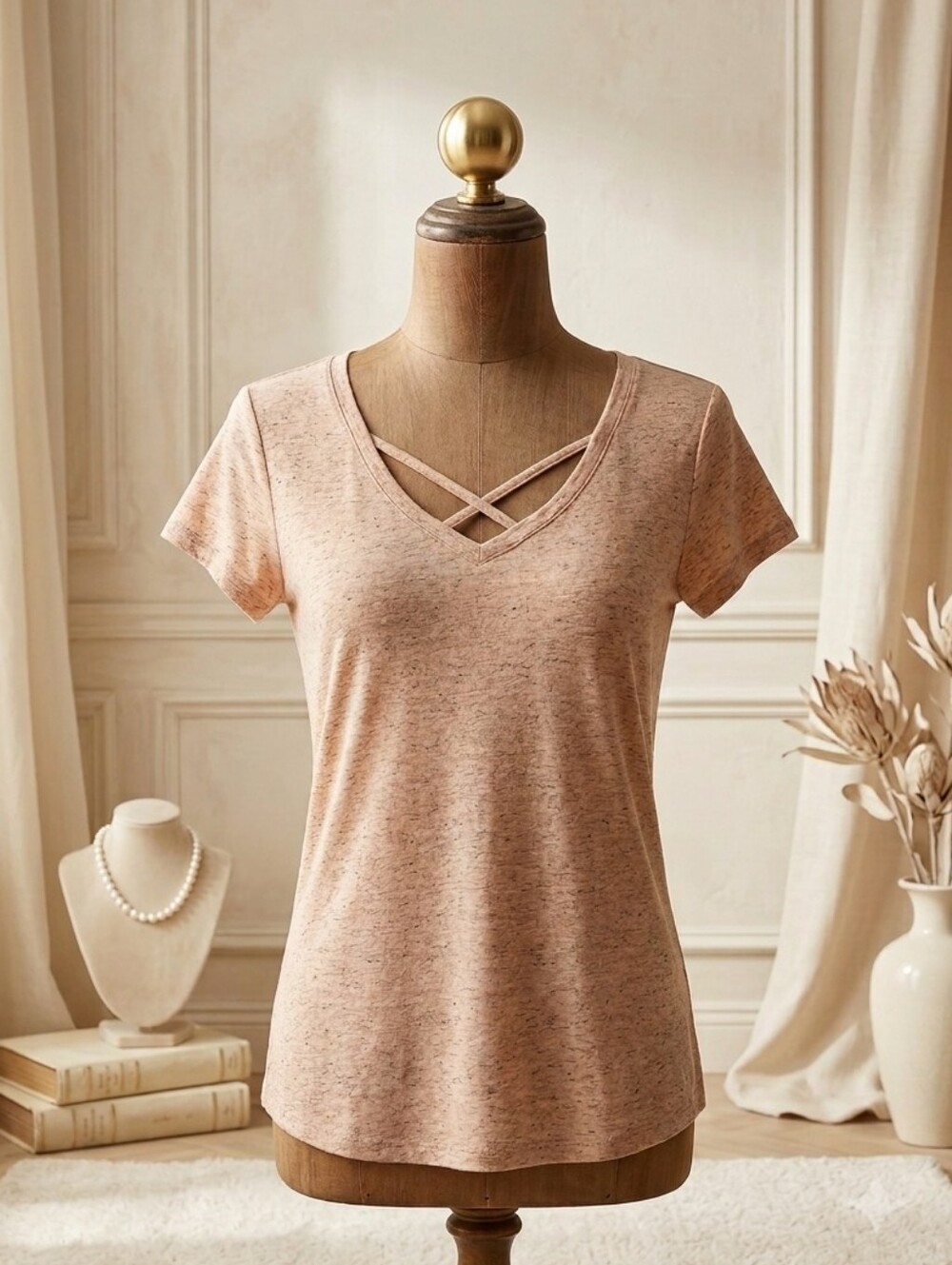 Calia Criss Cross Front Speckled Workout Top Sz Large